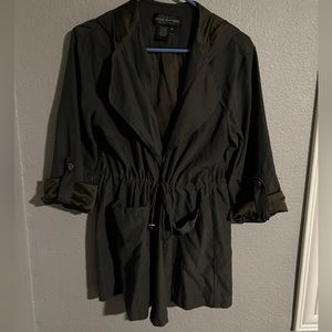 Grey Hooded sinch waist jacket with hood